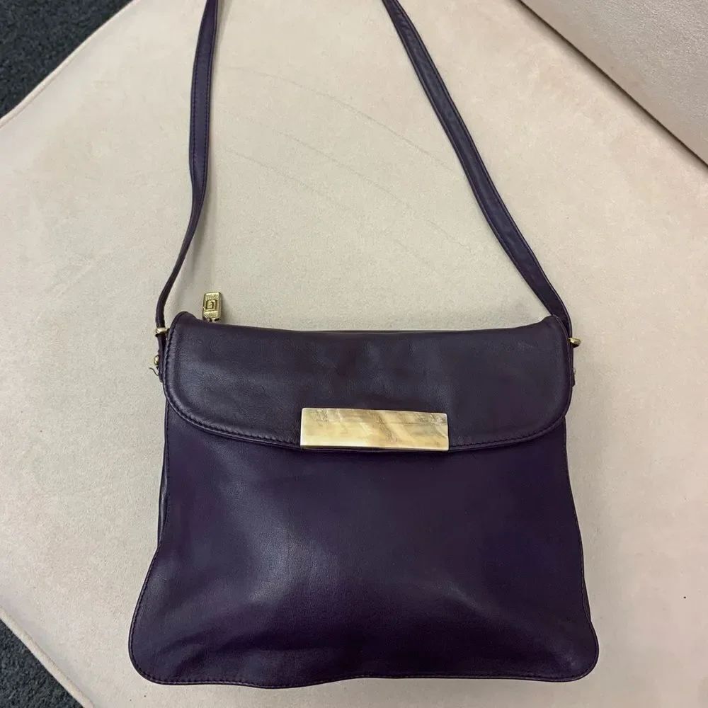 Vintage Jacques Bloumels Purple Leather Bag